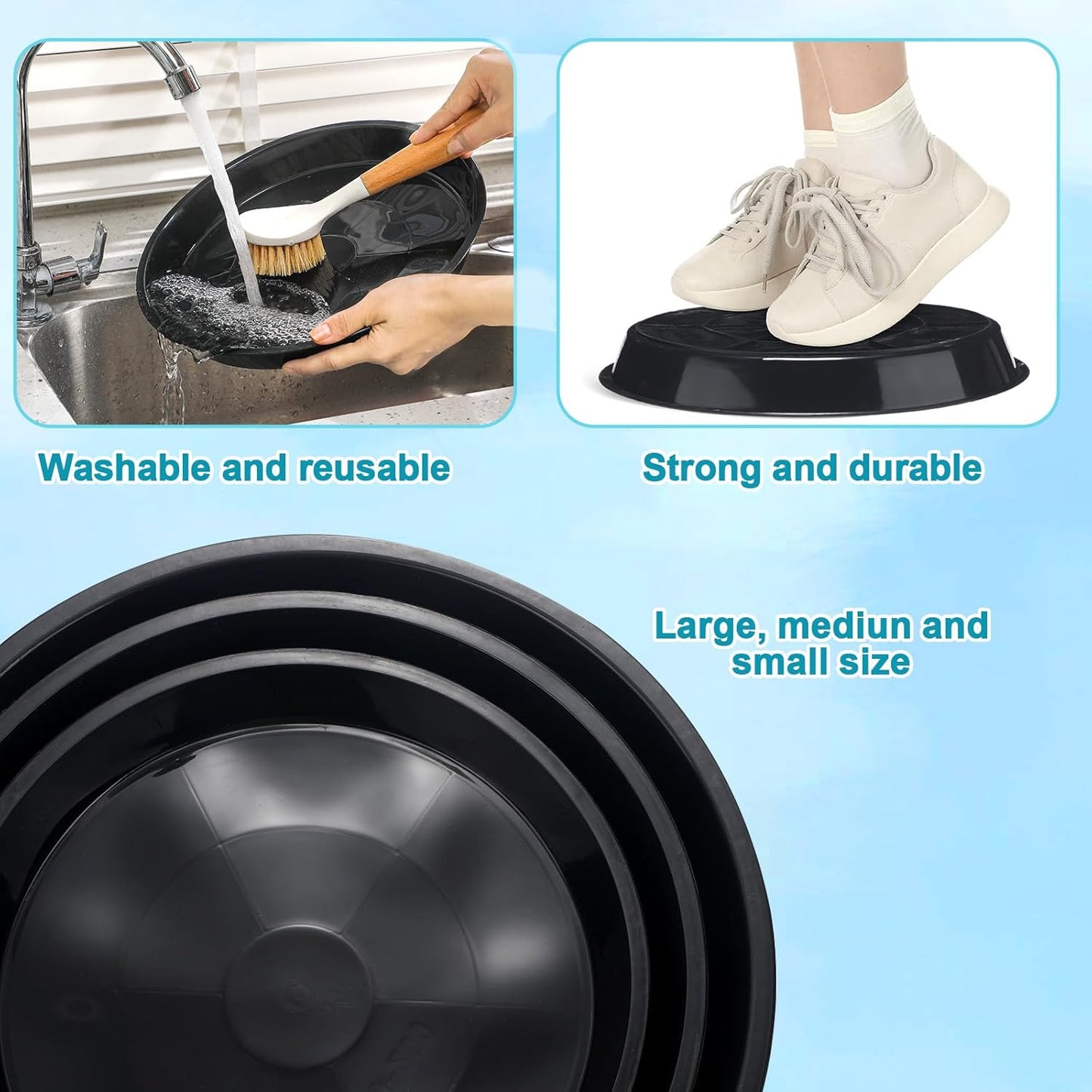 5 Pcs 3 Size Stepping Stone Kit for DIY Outdoor Garden Stepping Stone Includes Cement Molds Mosaic Tiles and Concrete Letter Stamps No Concrete Mix(Black)