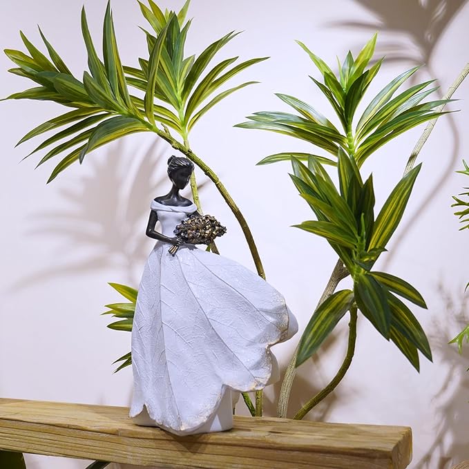 Guichifun Fairy Statue Collection Home Decoration - White Leaf Angel Girls Resin Home Decor for Outside or Inside Rustic Garden Outdoor Yard Decorations Figurines Gift 7.5 x 4.5 x 11.5 Inch