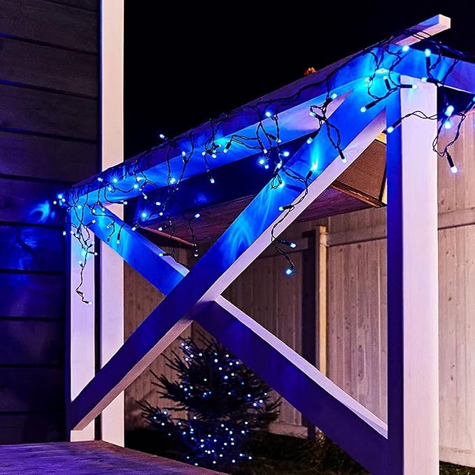 2 Pack Blue Solar Christmas Lights Outdoor Waterproof, Each 42.7 ft 100 LED Solar Powered String Lights, 8 Modes Solar Twinkle Lights for Garden Yard Patio Tree Porch Christmas Decorations