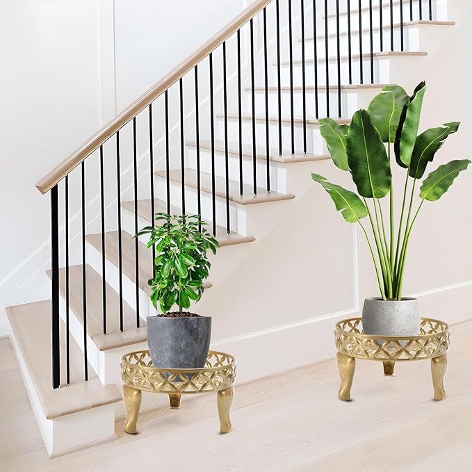 2 Pack Plant Stand, Anti-Rust Planter Stands for Indoor Plants, Metal Plant Stands Outdoor, Round Flower Pot Stands for Multiple Plants, Display Shelves Potted Plant Holders for Garden Patio