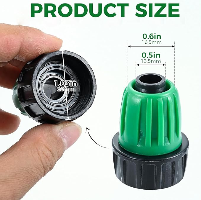 12 Pcs 1/2 Inch Drip Irrigation Tubing Faucet Garden Hose Adapter, 3/4" to 1/2" Drip Irrigation Tubing Hose Adapter, 3/4 Inch Faucet Connector Garden Hose Adapter Black and Green