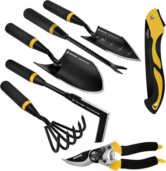 7 - Piece Gardening Tools Set, Stainless Steel Gardening Tools, Heavy - duty Hand Gardening Tools with a Toolbox, Suitable for Gardening Planting and Weeding, Gardening Gifts for Women and Men