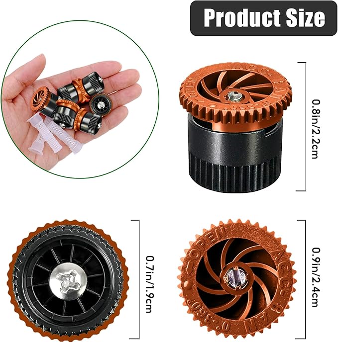 10 Pieces Variable Arc Nozzle, Replacement Pop-up Sprinkler Heads Compatible with Most of Adjustable Pop Up Sprinkler Spray Head for Garden Lawn Irrigation (8AN)
