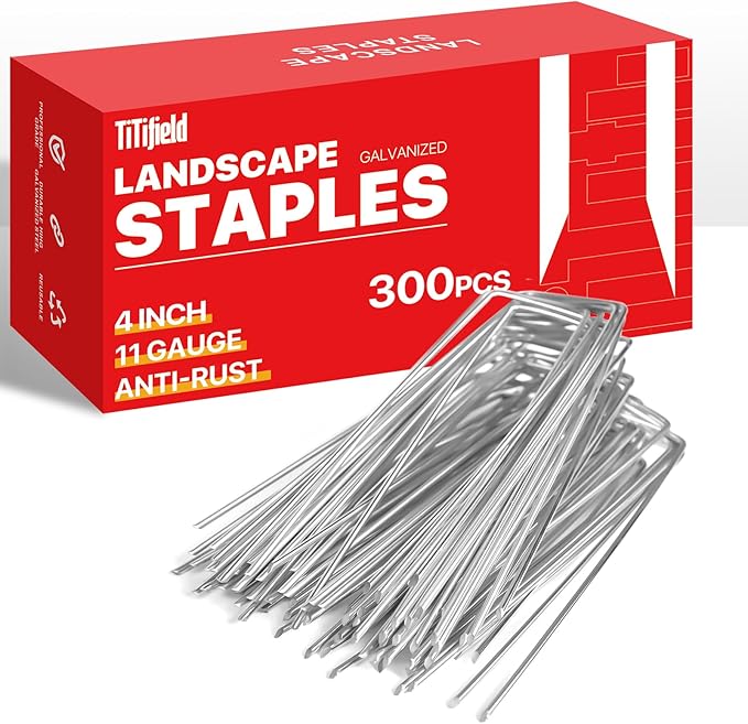 4 Inch 300 Pack Landscape Staples Galvanized Garden Stakes Anti-Rust Landscape Pins for Weed Barrier Fabric, Artificial Turf and Landscape Fabric