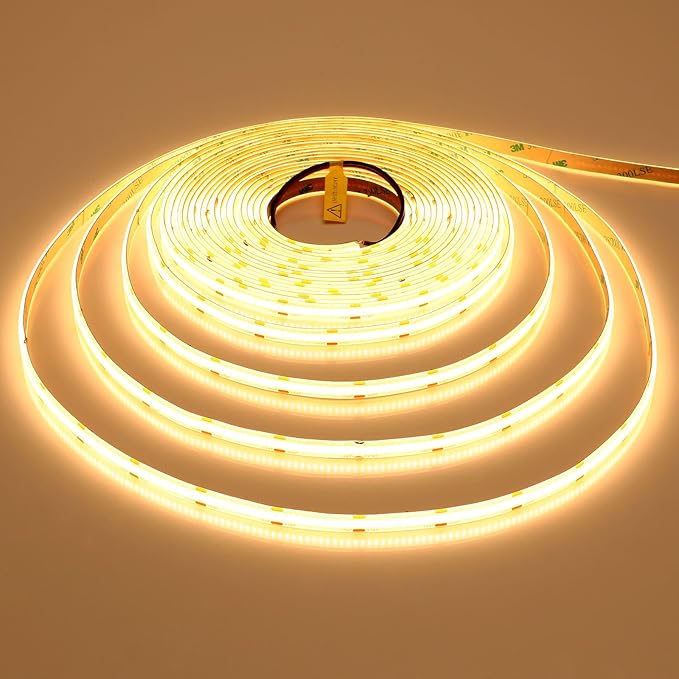 10M/32.8ft 24V COB LED Strip Light Waterproof IP65 Warm White 3000K Uniform Glow 3840LEDs CRI 93+ Flexible LED Tape Lights for DIY Cabinet Bedroom Kitchen Home Decor(No Power Supply)