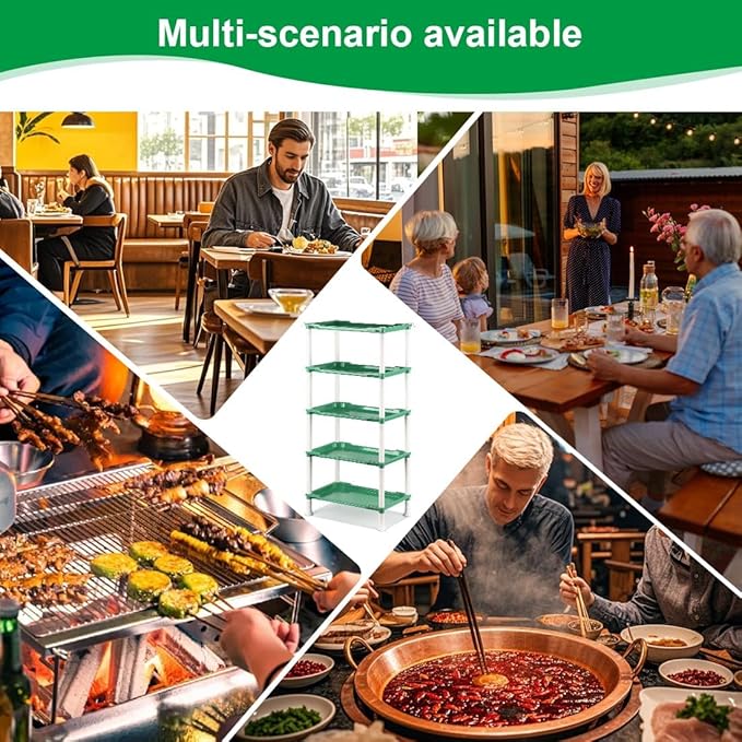 5-Tier Seed Stand with 5 Trays, Seed Starting Rack Propagation Rack Kit for Stackable Seedling Tray Seedling Staging Table for Indoor Outdoor Growing (H:37.6", W: 11.6”, L: 18.1") (Green)