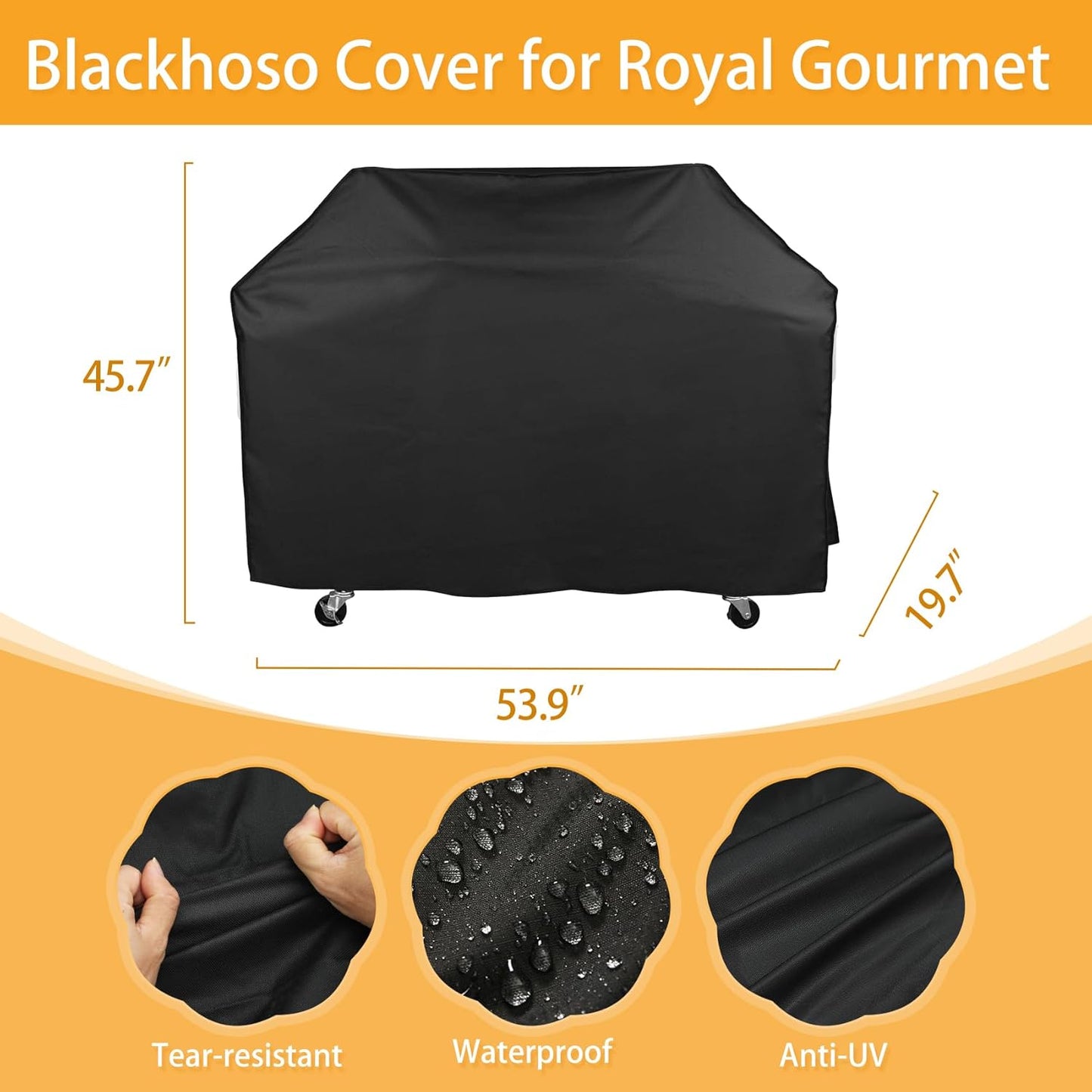 Grill Cover for Royal Gourmet Charcoal Grill CC1830 Series, 54 inch CR5402 Heavy Duty Waterproof UV Resistant Cover for Royal Gourmet GA5401T/GA4402S, Outdoor Barbeque Grill Accessories