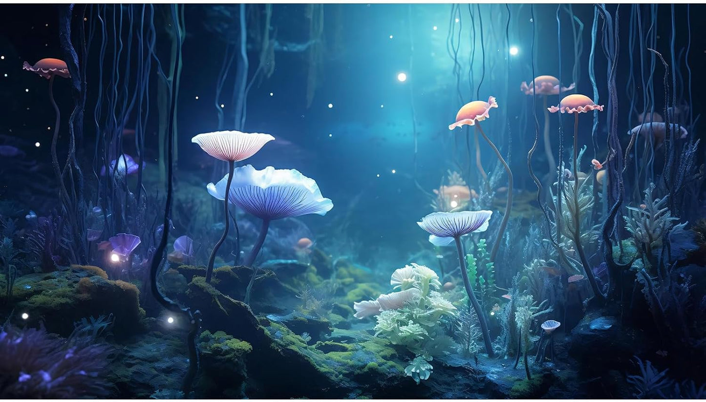 Aquarium Background Surreal Underwater Garden Fish Tank Background Lush Moss Aquatic Plants Tropical Style Landscape Terrarium Tank Backgrounds Under Sea World Aquarium Tank Wallpaper Poster 48x20in