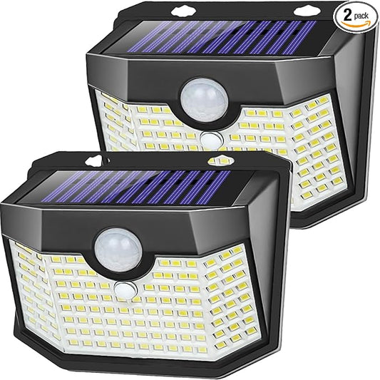Aootek Motion Sensor Light 2 Packs, Solar Lights Outdoor Waterproof with 3 Lighting Modes Solar Powered Wall Lights Outside for Garden Patio Garage Yard Deck