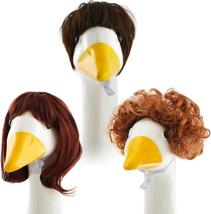 3 Pcs Porch Goose Outfit, Cute Porch Goosey Braid Wig, Crochet Hook Portico Goose Wig for Lawn Goosey Garden