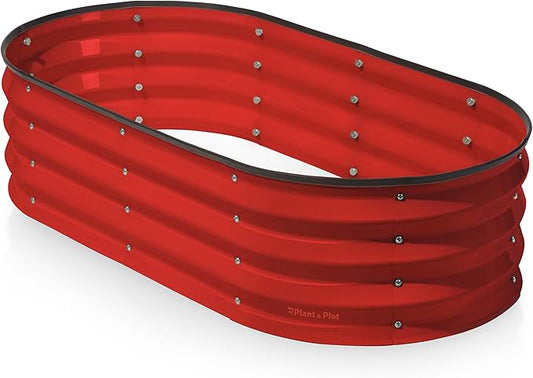 Galvanized Raised Garden Beds Outdoor // 4×2×1 ft Planter Raised Beds for Gardening, Vegetables, Flowers // Large Metal Garden Box (Red)