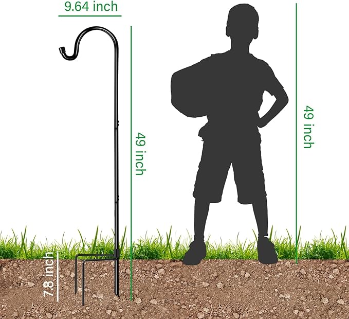 GOFORWILD Shepherd Hook 4 Pack Adjustable, 49 inches Tall, Made of Premium Metal for Garden Decor, Plant Hanger, Lantern Hook, Solar Light Hanging, 7014