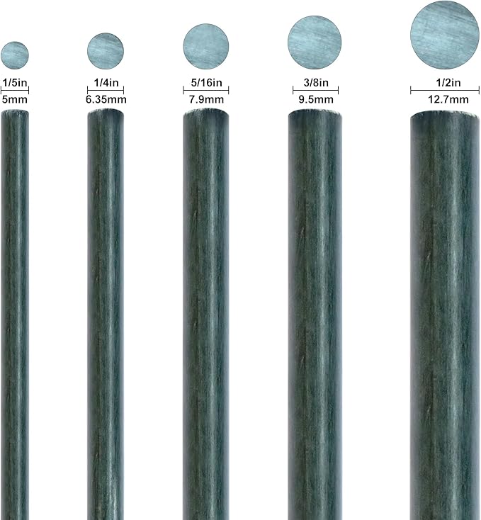 8 Pack Garden Stakes 4Ft for Climbing Plants Supports Pole EcoStake Rust-Free 3/8'' Dia Plant Sticks Fence Post (48inch)