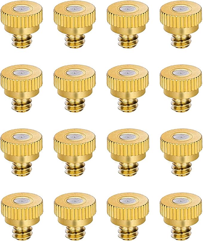 Aopin G 3/16 Brass Misting Nozzles 0.3mm / 0.011" Orifice Atomizing Mister Sprayer Nozzle Suitable For Outdoor Cooling,Garden Irrigation,Fountain, Crop Nutrient Injection, Greenhouse 16 Pcs