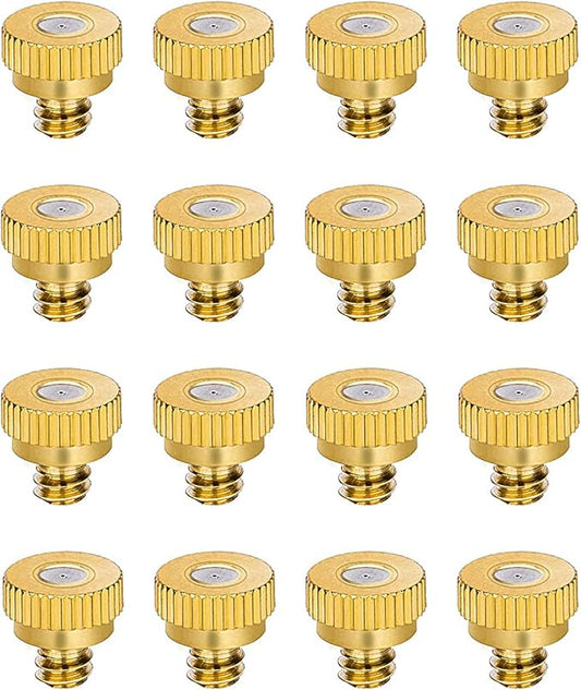 Aopin G 3/16 Brass Misting Nozzles 0.4mm / 0.015" Orifice Atomizing Mister Sprayer Nozzle Suitable For Outdoor Cooling,Garden Irrigation,Fountain, Crop Nutrient Injection, Greenhouse 16 Pcs