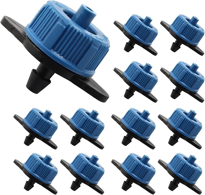 60 Pcs Drip Irrigation Emitters, 2 GPH Pressure Compensating Irrigation Drippers for Garden Lawn Watering Irrigation System, Blue