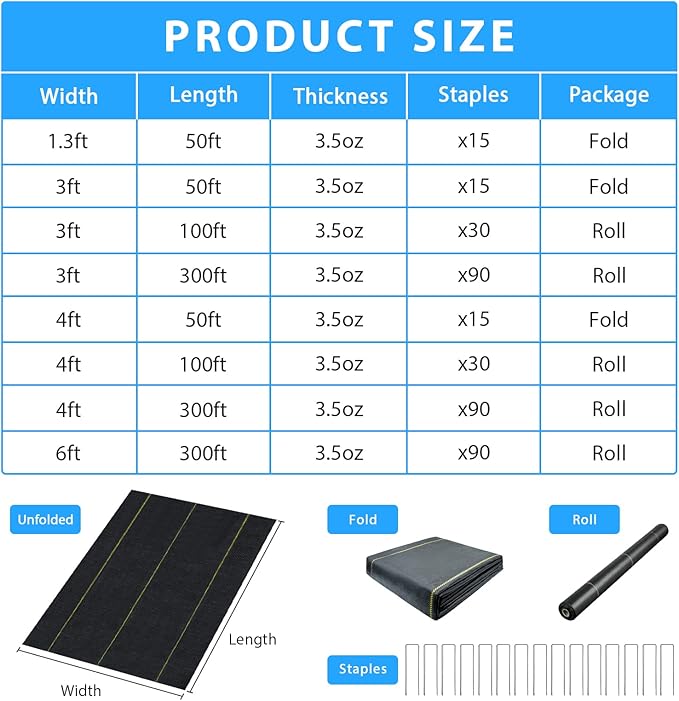 8ft x300ft Black Weed Barrier Landscape Premium Fabric-Heavy Duty Woven Ground Cloth with Superior Permeability Weed Control Convenient Design