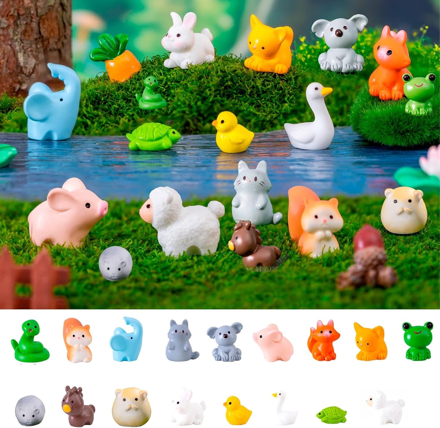 51pcs Fairy Garden Accessories, Mini Resin Animals to Hide, Miniature Figurines Bulk for Landscape Garden Aquarium Outdoor DIY Decor