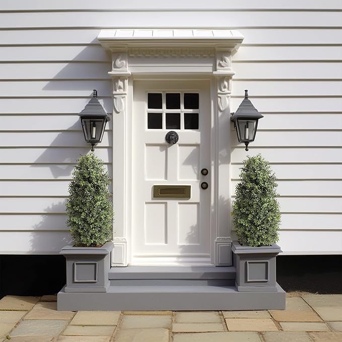 35inch Artificial Topiary Boxwood Tree, Faux Plants Outdoor 2 Packs Fake Bushes Faux Shrub, Artificial Topiary for Outdoors for Home Decor Indoor Front Porch