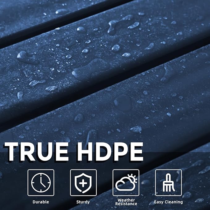 Adirondack Side Table Outdoor, HDPE Small Outdoor Table for Patio, Outside End Table, Blue, 13.98" x 13.19" x 16.73"