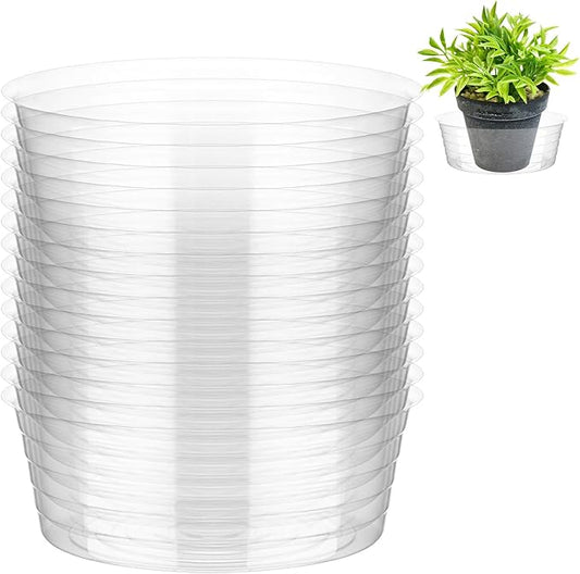 Hoolerry Plastic Plant Saucer Clear Deep Drip Tray Thickened Clear Plant Saucers Trays for Pots Deep Drip Trays for Home Garden Indoor and Outdoor Potted(15 Pcs,12 Inch)