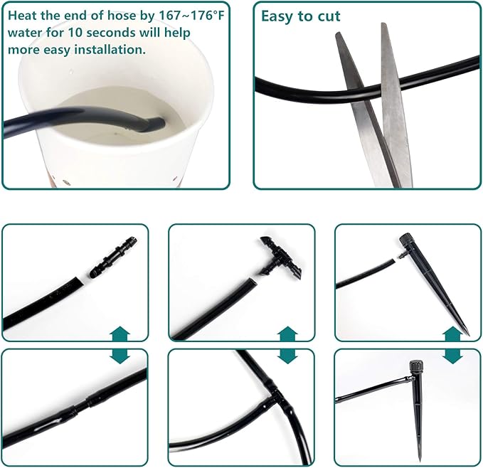 1/4 inch Blank Distribution Tubing Drip Irrigation Hose,100ft Soft Watering Tube for Small Lawn Garden Irrigation System