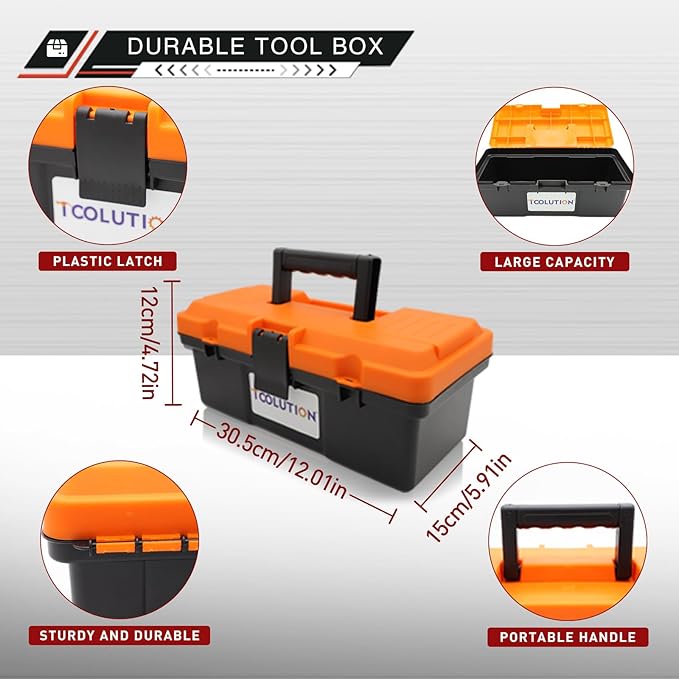 Garden Tool Set with Tool Box 4 Piece Heavy Duty Gardening Tools Kit with Hoe Rake Shovel Fork Non Slip Handle Garden Hand Tools for Digging Weeding Planting