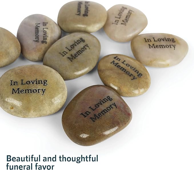 50 Memorial Stones - Inspirational River Rocks Engraved with in Loving Memory - Celebration of Life Decorations - Recuerdos de Difuntos para DAR En UNA Misa
