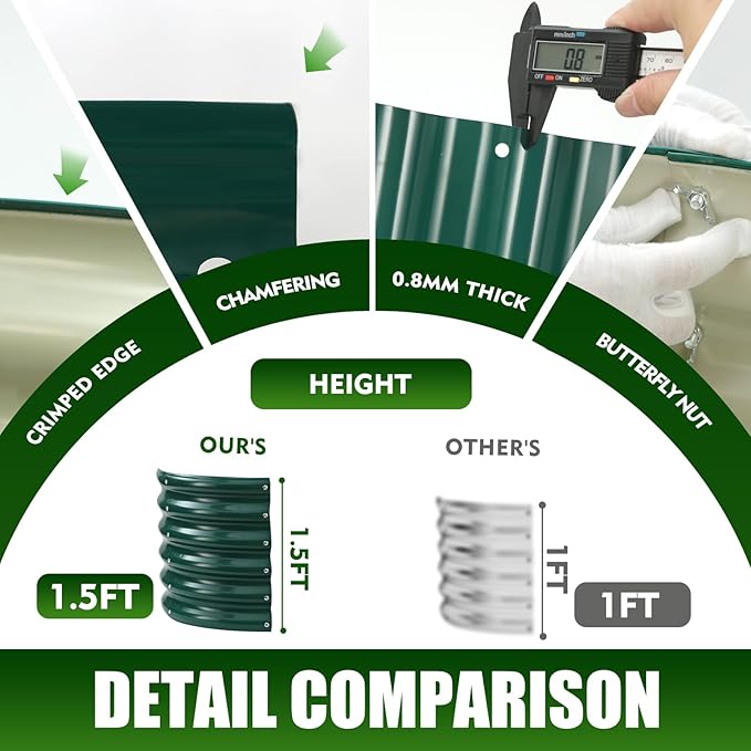 17" Tall Elevated Oval Metal Raised Garden Bed - 4ft x 2ft in Size and 0.8MM Thick Durable Planter Bed/Box for Vegetables Flowers Succulent at Patio/Garden Outdoor (Dark Green, 4X2X1.4 FT)