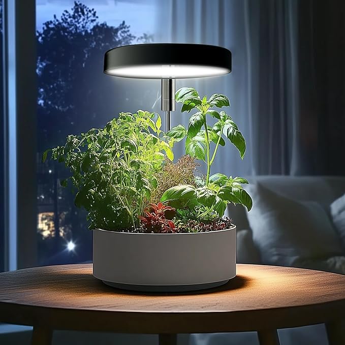 Grow Lights for Indoor Plants Small Potted - Full Spectrum, Auto 3/9/12H Timer, 10-Level Dimming & Adjustable Height - Compact Grow Light for Succulents, Herbs, Foliage in Home/Office (Black,3PACKS)