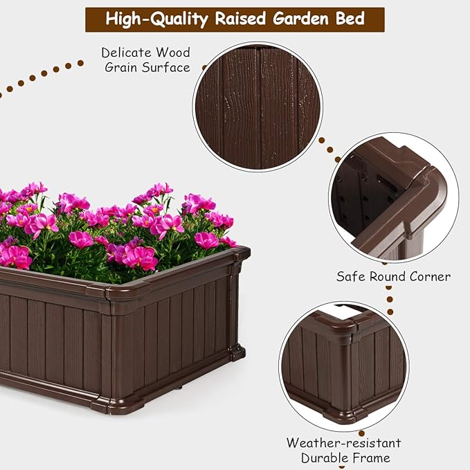 Giantex Raised Garden Bed, Planter for Flower Vegetables, Outdoor Plant Box Patio Backyard, Easy Assembly (48''Lx24''Wx12''H, Brown)