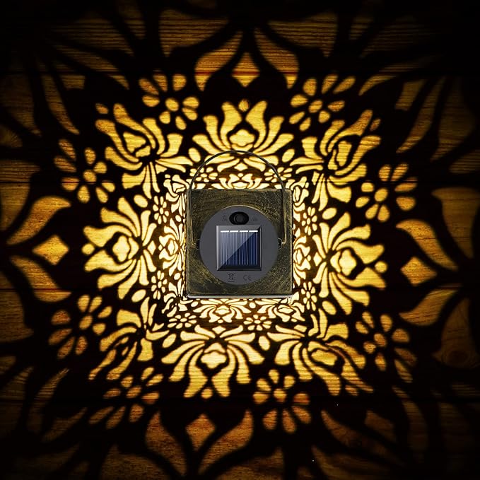 2 Pack Solar Lanterns Outdoor Waterproof - Metal Solar Garden Lights for Patio Porch Yard Garden Decor, Christmas Birthday Gifts for Women (Bronze)