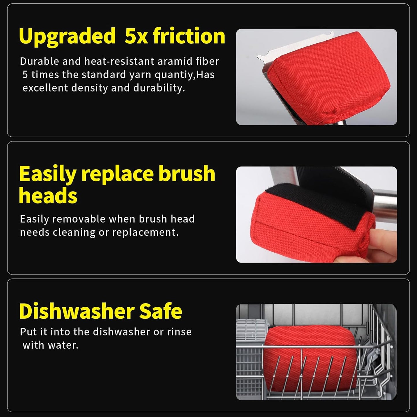 Grill Brush Bristle Free,(Only Replaceable Cleaning Head No Grill Brush)-Red