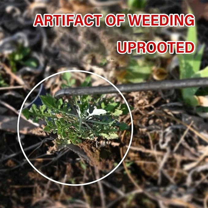 Amposei Weeding Artifact Uprooting Weeding Tool, Multifunctional Weeder, Hand Weeder Tool, Stand Up Weed Puller Tool with Handle for Garden Yard Farm Weed Removal (20in, Metal 2PCS)