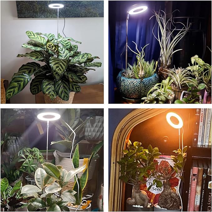 Grow Lights for Indoor Plants, 48 LEDs Full Spectrum Plant Light for Indoor Plants, Height Adjustable Growing Lamp with Base, 3 Optional Spectrums, Auto Timer 3/9/12Hrs, 10 Brightness,2 Pack