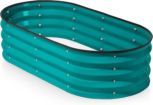 Galvanized Raised Garden Beds Outdoor // 4×2×1 ft Planter Raised Beds for Gardening, Vegetables, Flowers // Large Metal Garden Box (Turquoise)