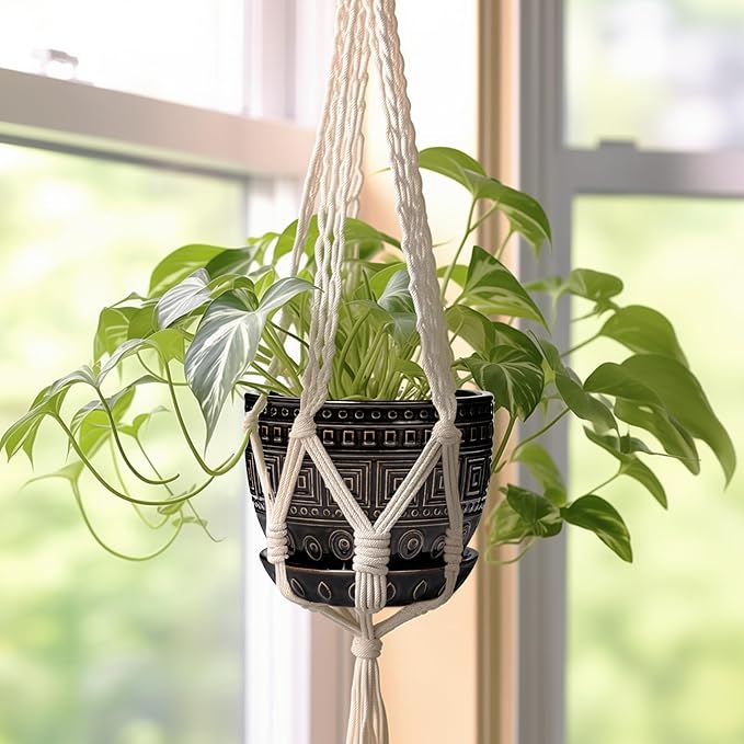 G EPGardening Ceramic Plant Pot - 5.5 Inch Ceramic Planter for Indoor Plants, Boho Round Indoor Flower Pot with Drainage Hole and Saucer, Plant Lover Gifts, Garden Home Room Decor, Black