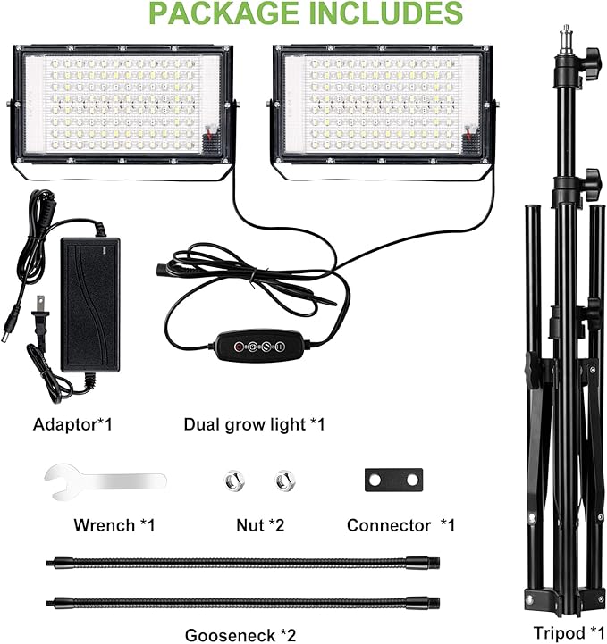 Grow Lights for Indoor Plants,Full Spectrum Standing Plant Grow Light with 4/8/12H Timer, 6 Dimmable Levels,68" Adjustable Tripod, Floor Grow Lamp for Large Indoor Plants, Dual Heads Plus
