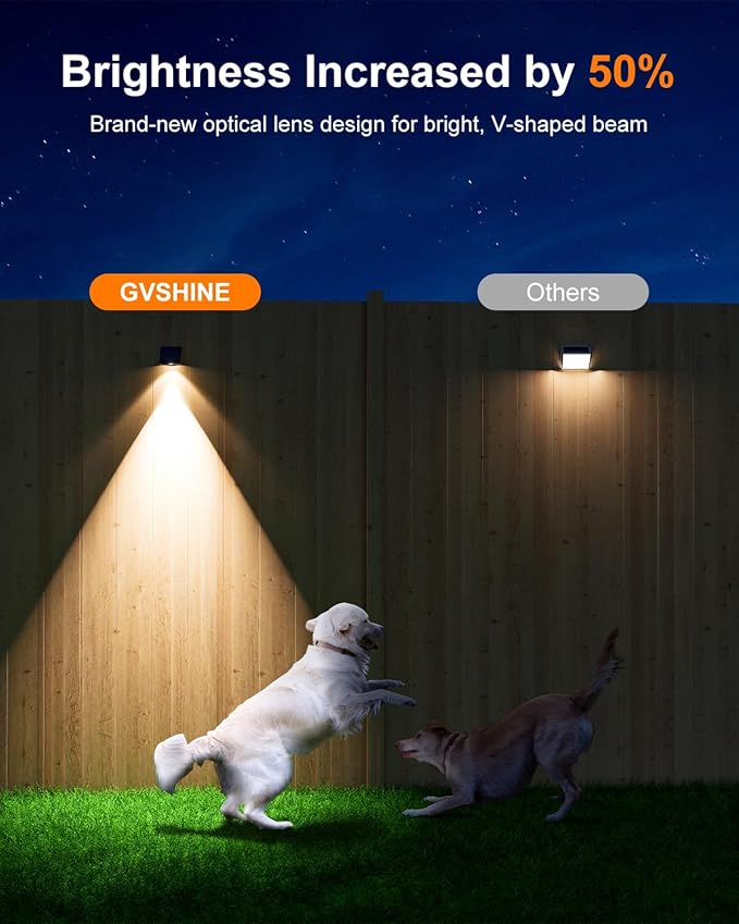 12 Pack Decorative Solar Powered Fence Lights Outdoor Waterproof with Cool White LED Spot Lens, for Outside Wall, Deck, Patio, Yard, Rail, Garage, Pool, Designed for Enhanced Security, Easy Install