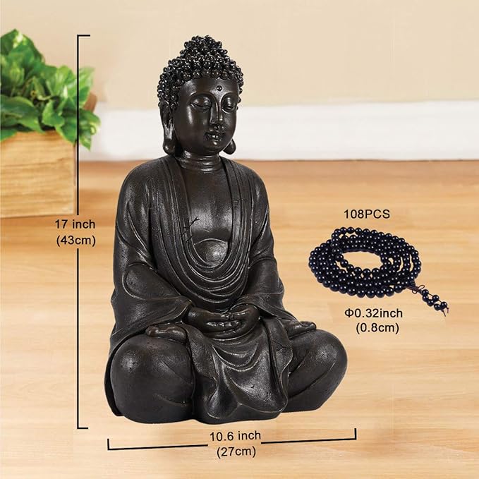 Goodeco Meditating Buddha Statue Outdoor - Large Zen Garden Buddha Sculpture,Indoor/Outdoor Statues Decoration,Decor for Home,Garden,Patio,Deck,Porch Yard Art,Antique Bronze (17 inch)