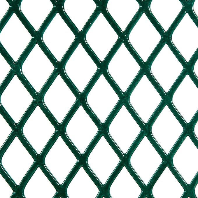 Global Industrial 46" Round Picnic Table, Expanded Metal, Green Thermoplastic Coating, Attached Benches, 1-1/2” Umbrella Pole Hole, Outdoor-Rated, 1000 lb Capacity