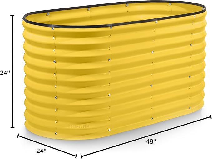 Galvanized Raised Garden Beds Outdoor // 4×2×2 ft Planter Raised Beds for Gardening, Vegetables, Flowers // Large Metal Garden Box (Yellow) // Patented Tool-Free Design