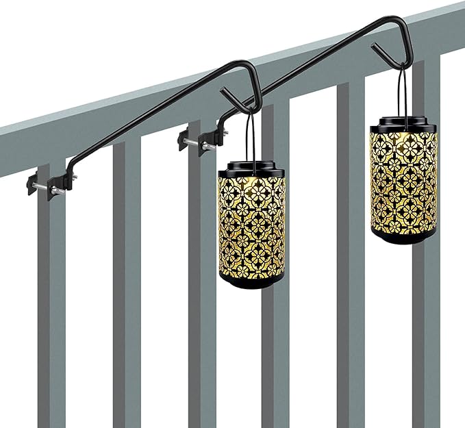 11 inches Fence Deck Hook Rail Hook Hanging Hook Mounting Kit Heavy Duty Bird Feeder Hook, Decorative Hook Hanger for Bird Feeders, Planters, Suet Baskets, Lanterns on Balcony Porch Railing Fence