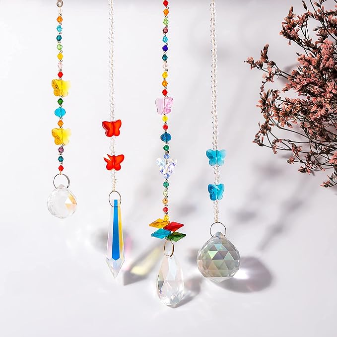 100 Pcs Glass Octagon Crystal Beads 14mm Colorful Crystal Chandelier Parts Replacement Beads DIY Lamp Hanging Pendant Suncatcher Beads