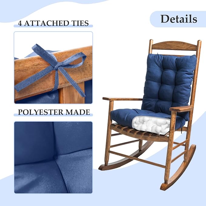 Indoor Outdoor Seat Cushion, 1 Pack Wicker Chair Cushion, Garden Rocking Chair Pad for Patio Garden Grey