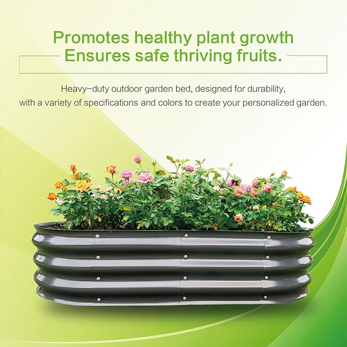 Gardmax 2 Pack Galvanized Raised Garden Bed, Lightweight Planter Boxes Outdoor with Easy Assembly, Large Garden Bed for Vegetables, Fruits, Flower Dark Grey