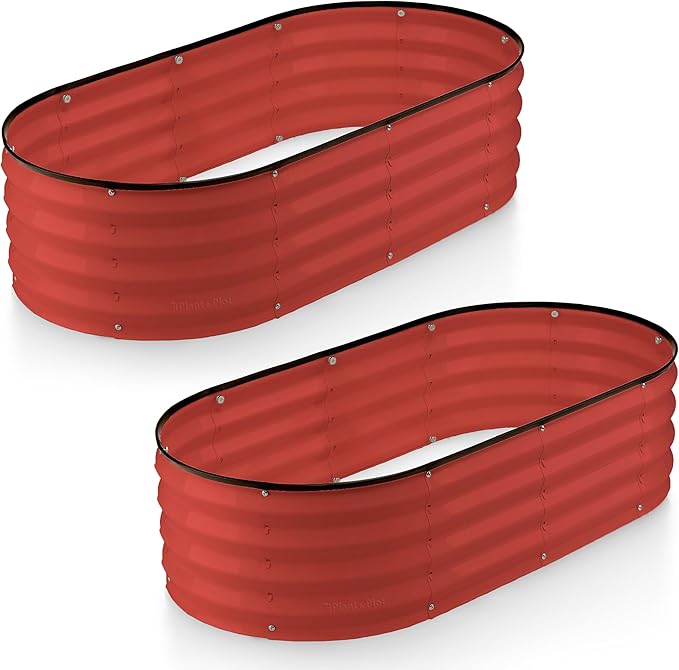 Galvanized Raised Garden Beds Outdoor // 4×2×1 ft (2-Pack) Planter Raised Beds for Gardening, Vegetables, Flowers // Large Metal Garden Box (Red) // Patented Tool-Free Design