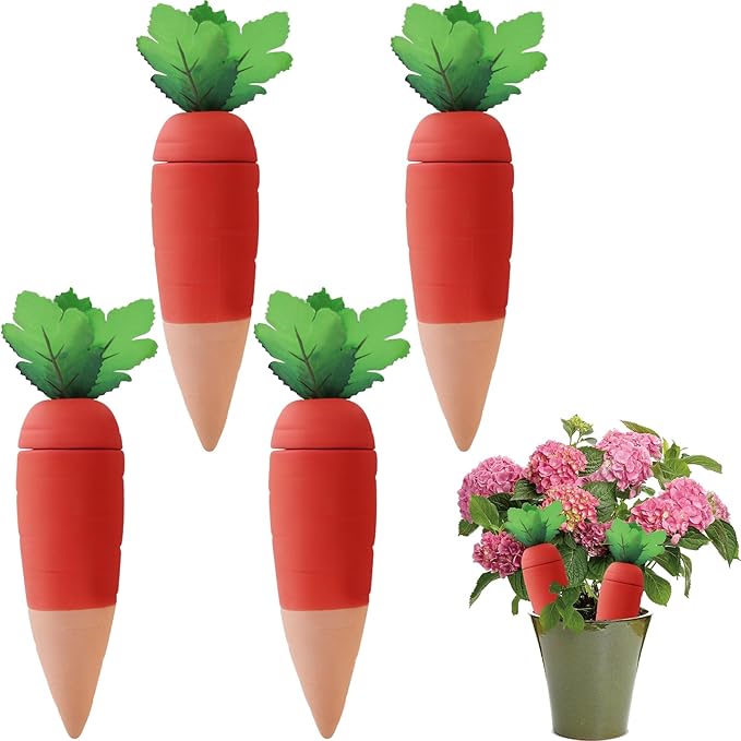 4PCS Terracotta Watering Spikes - Automatic Self-Watering Stakes, Vacation Plant Waterer for Wine Bottle, Perfect for Indoor & Outdoor Plants