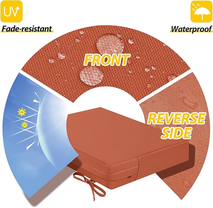 AAAAAcessories Outdoor Seat Cushions for Chairs, Waterproof, Fade-Resistant Patio Furniture Replacement Cushions, 20" x 18" x 3", Set of 2, Rust