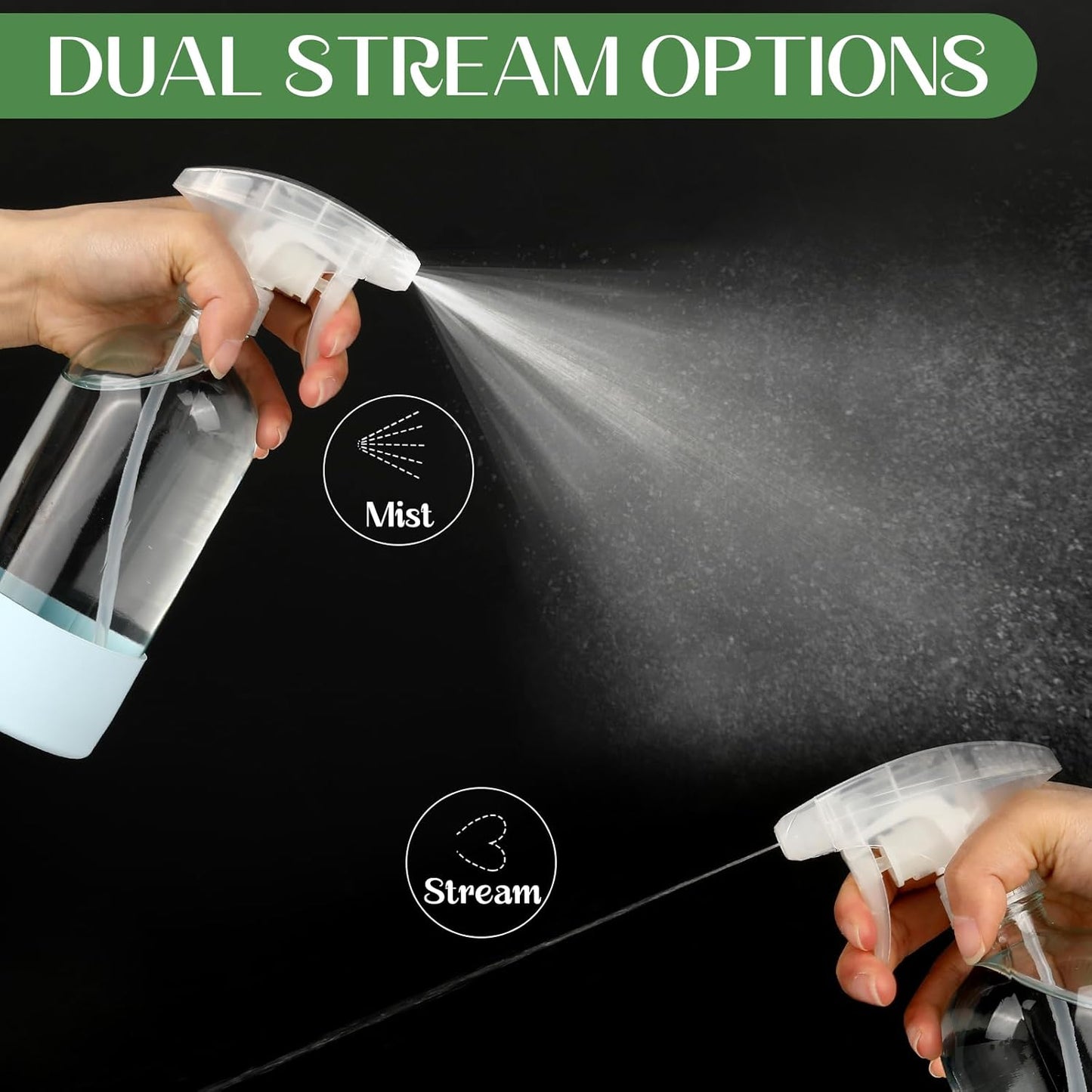 3 PACK/16 OZ Glass Spray Bottles with Upgraded Adjustable Spray Nozzle, Refillable Containers with Silicone Sleeve, Spray Bottle for Hair&Cleaning Solutions&Essential Oils-Pink Blue Gray